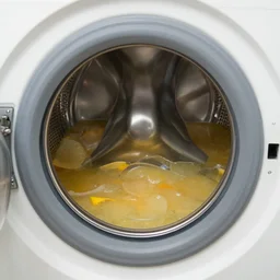 a washing machine filled with soup