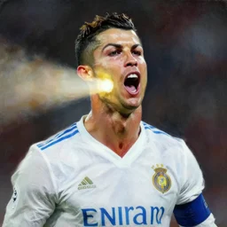 cristiano ronaldo, open mouth, light coming out of the mouth, 1 6 0 0 s painting