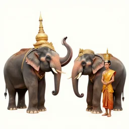 the elephant duel of king naresuan of ayutthaya versus crown prince mingyi swa of burma in burmese - siamese war, warlords fight on back of their decorative war elephants, a colorized photo, colorized, # film, movie still