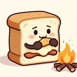 an anthropomorphic smore sandwich, eating a human, by a campfire 4 k