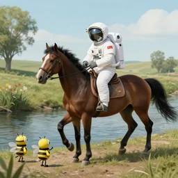 an astronaut riding a horse by a river by wlop beeple and nick silva