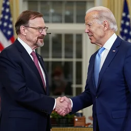 Walter White shaking hands with Joe Biden