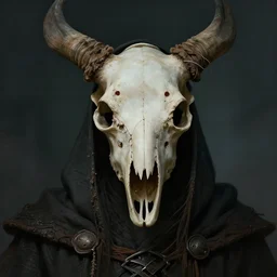 character portrait of a druid wearing an animal skull headpiece, dark fantasy, digital art