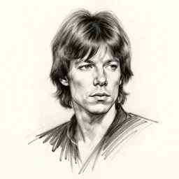 rough sketch charcoal portrait of young mick jagger, angled with big straight strokes around, trending on instagram