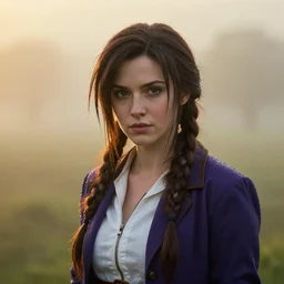 beautiful aerith gainsborough, face centered portrait, cottagecore, confident, fog, rain, volumetric lighting, rim light, beautiful, golden hour, sharp focus, ultra detailed, cgsociety by leesha hannigan, ross tran, thierry doizon, kai carpenter, ignacio fernandez rios