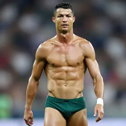 a photo of christiano ronaldo wearing a swimsuit