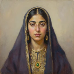 a portrait of a female shaman, oil on canvas, by ending bilal