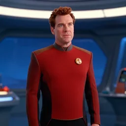 austin powers as captain of the orville on the the bridge of the orville