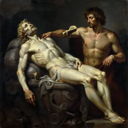 a cinematic masterpiece oil painting of the death of god, by greg rutkowski, by michelangelo, oil on canvas, trending on artstation, featured on pixiv, masterpiece, cinematic composition, beautiful lighting, sharp, hyper - detailed