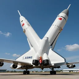 a rocket ship mixed with boeing 7 7 7