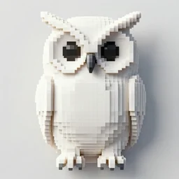 symmetrical detailed sculpture of an owl, made of Pixels