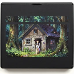 a professionally painted realistic anime vhs film cover for a film by yuji ikehata and satoshi kon, of a miserable vampire bat woman learning how to live in an empty cottage by herself in the middle of the woods, old vintage vhs, scan lines, grainy quality, real anime, realistic