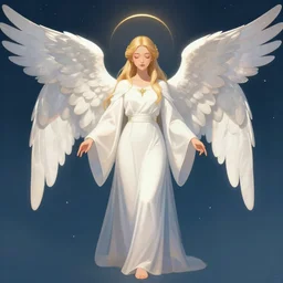 priestess with angelical wings, illustration
