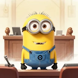 Courtroom Sketch of a Minion from Despicable me on trial