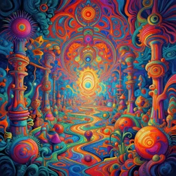detailed modern art of a detailed psychedelic trip
