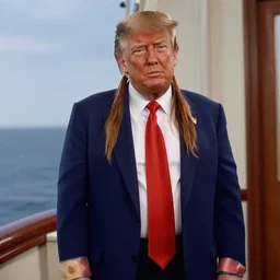 donald trump as pippi longstocking, still from the movie pippi longstocking goes on board