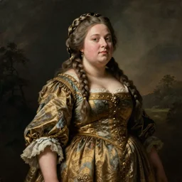 female dwarven noblewoman, chubby short stature, braided intricate hair, by jean - honore fragonard