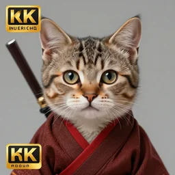 samurai kitten. digital art. trending on artstation. 4 k, hq