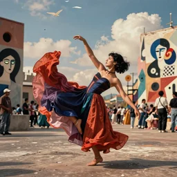 nobody realizes that some people expend tremendous energy merely to be normal. street dance photography, flowing fabric, fashion photography, pop art surrealism, lowbrow, haute couture, rubberhose animation style, nouveau realisme decollage, contemporary mexican art, land art