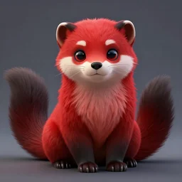cute, furry portrait < handsome : fursona > furry - fandom < red & black > fursona! tail > stoat, photorealistic, ar 4 : 5