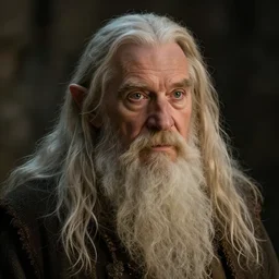 portrait of a gentle and wise dwarf with long hairs in alan lee and marc simonetti and emil melmoth style  , cinematic lighting