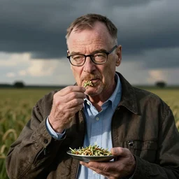 walter white eating alfalfa, photography