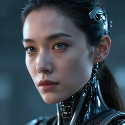 a cyborg woman, movie effect, close - up, high detail,