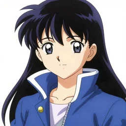 anime girl with upturned collars, collar over mouth, blue jacket. cel - shading, 2 0 0 1 anime, flcl, jet set radio future, golden hour, japanese town, concentrated buildings, japanese neighborhood, electrical wires, cel - shaded, strong shadows, vivid hues, y 2 k aesthetic