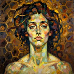 portrait of a hive mind by greg rutkowski in the style of egon schiele
