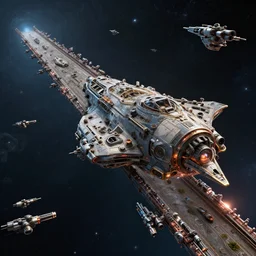 sidescrolling shooter spaceship with lots of tiny guns, outer space, hyperrealism, fine detail, 8 k, 3 d render, artgerm, artstation contest winner, cgsociety, cryengine, concept art, zbrush, vray, by robert mccall and michael whelan