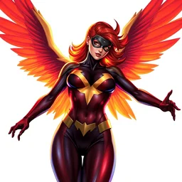 jean grey phoenix in the style of artgerm and charlie bowater and atey ghailan and mike mignola, vibrant colors and hard shadows and strong rim light, epic lighting, comic cover art, plain background, trending on artstation