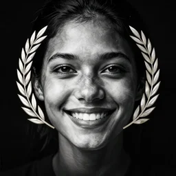 a smile, black background, digital illustration