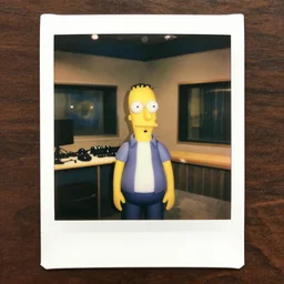 polaroid of moe szyslak at a recording booth