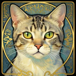 cat portrait, art nouveau style