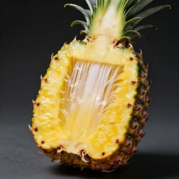 professional photography of a pineapple cut open to reveal fiber - optic circuitry inside