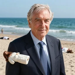 masterpiece hyper detailed portrait of jacques chirac and jesus lying on the beach.