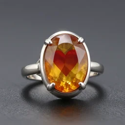 Expensive silver wedding ring with an amber stone containing a red heart, award-winning studio photo, constrast improved