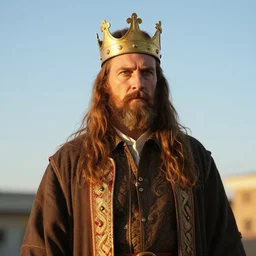 king, ultra realistic, clear weather, golden hour, sharp focus