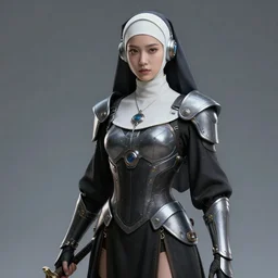 photo of a futuristic nun warrior, high detail