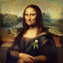 an impasto oild painting of jesus holding a cannabis flowers painted by leonadro da vinci, rennaissance painting, high detailed oil painting, masterpiece, artstation