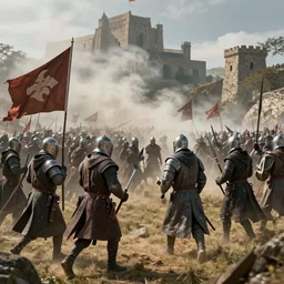 medieval war scene hd photo