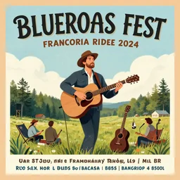 music festival poster, bluegrass fest, new hampshire franconia ridge