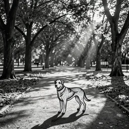a dog in a park, suprematism, kazimir malevich, line drawing