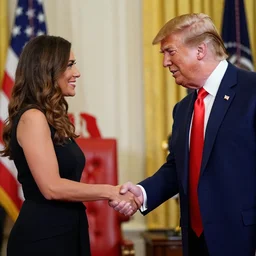 trump shaking hands with an attractive woman