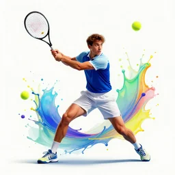 tennis splash art graphic design color splash high contrasting art, fantasy, highly detailed, art by greg rutkowski