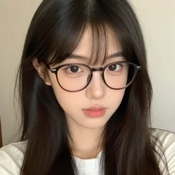 cute Blasian woman wearing glasses