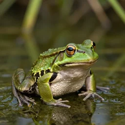 Beautiful Amazing Award-Winning Portrait Photograph of a frog in a swamp