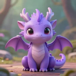 cute little mystical creature, like dragon, purple color, realistic, lovely, 8 k hd