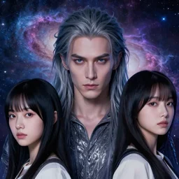tonemapped 8 k closeup of transcendent god by seb mckinnon, john avon, sui ishida with galaxy as background
