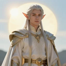detailed character art of an elf prince under the sun. realistic fantasy style